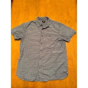 Lee Mens Regular Fit Short Sleeve Button Up Shirt Blue Diamond Pattern Medium